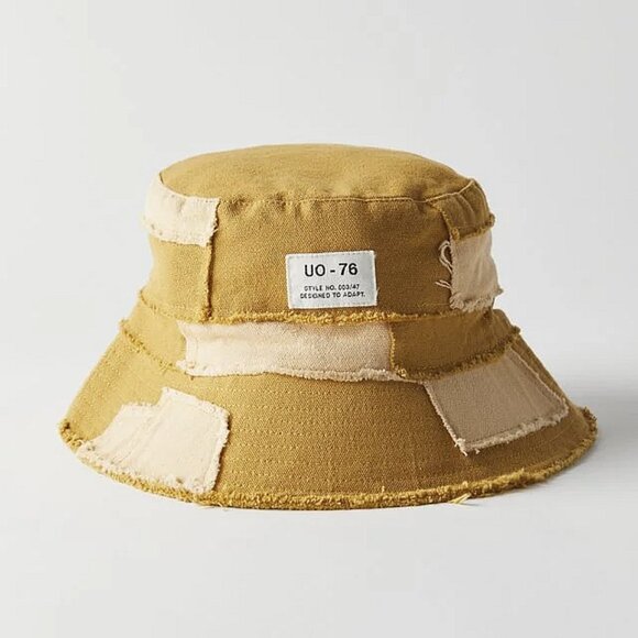 WOMEN'S URBAN OUTFITTERS UO FRAYED PATCHWORK BUCKET HAT WOMENS ONE SIZE - Picture 4 of 5